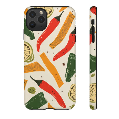Spicy Peppers Phone Case – Colorful Chili, Lime & Citrus Pattern