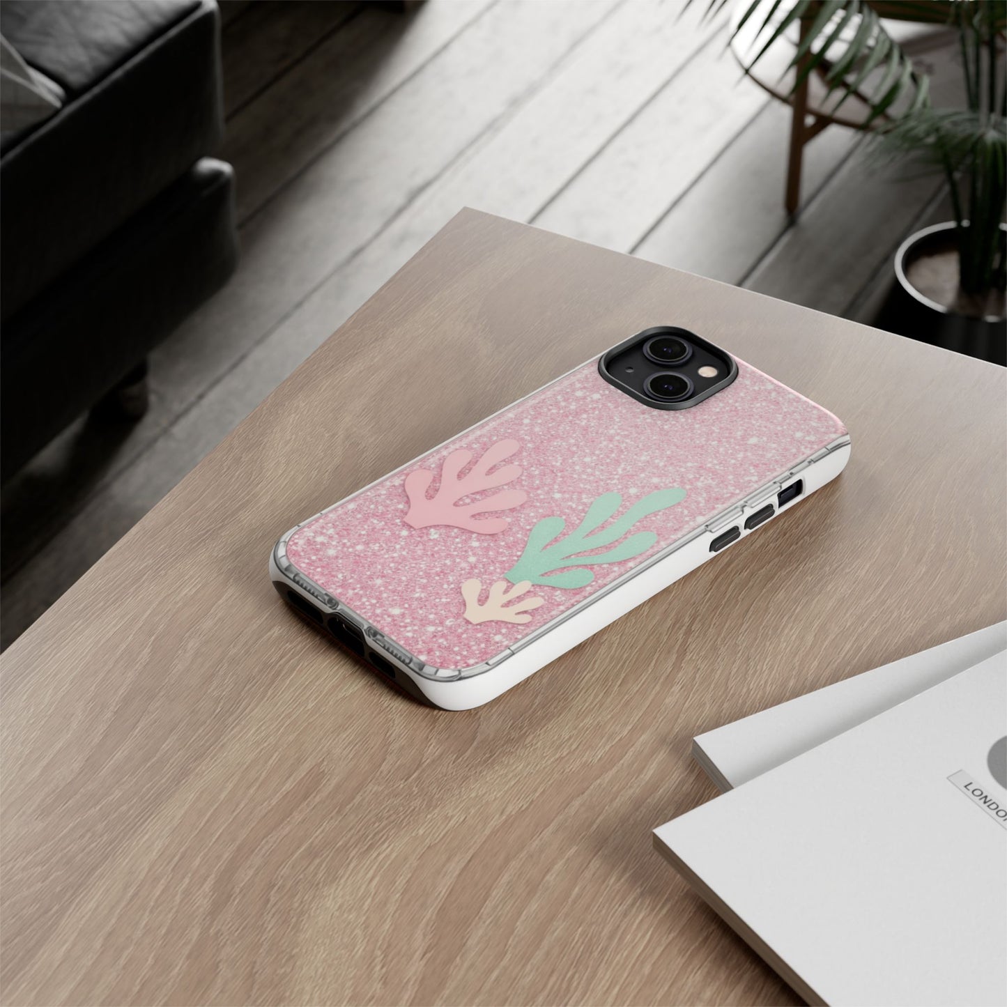 Pink Glitter Seaweed Tough Case - Sparkle Protective Phone Cover