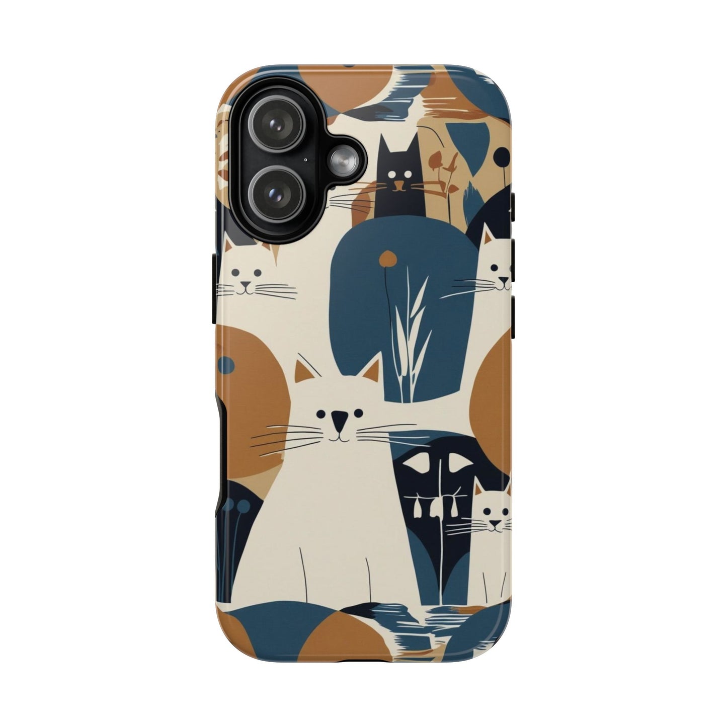 Cat Pattern Phone Case – Retro Abstract Cats Protective iPhone Cover