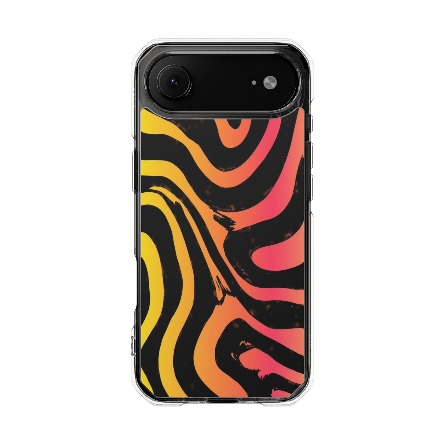 Clear Magnetic Impact Phone Case — Neon Zebra Stripe Design
