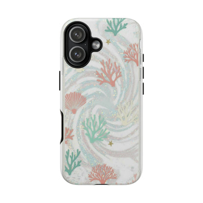 Seafoam Coral Tough Phone Case - Pastel Ocean Wave Design