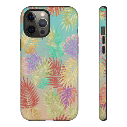 Tropical Palm Leaf Tough Phone Case – Colorful Pastel Botanical Protection