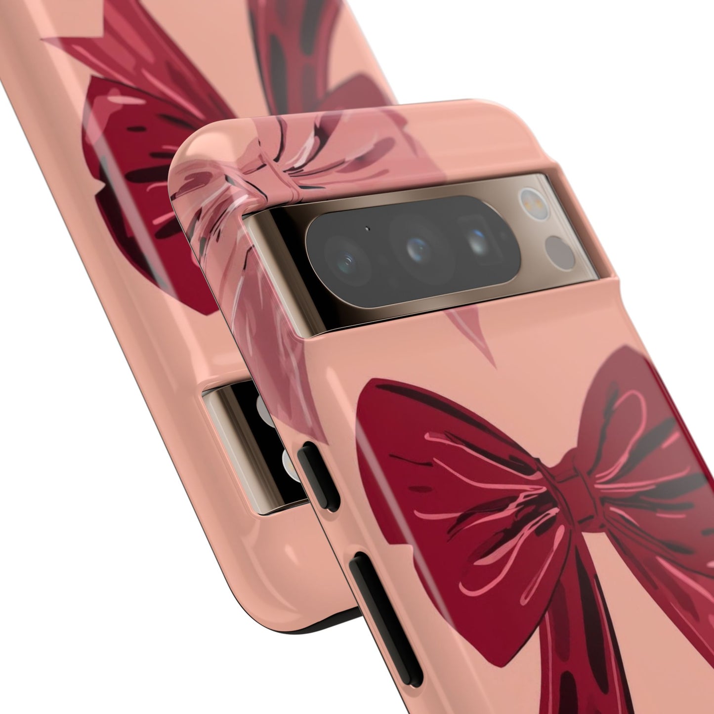 Bow Pattern Tough Phone Case — Pink, Red & Black Decorative Bows
