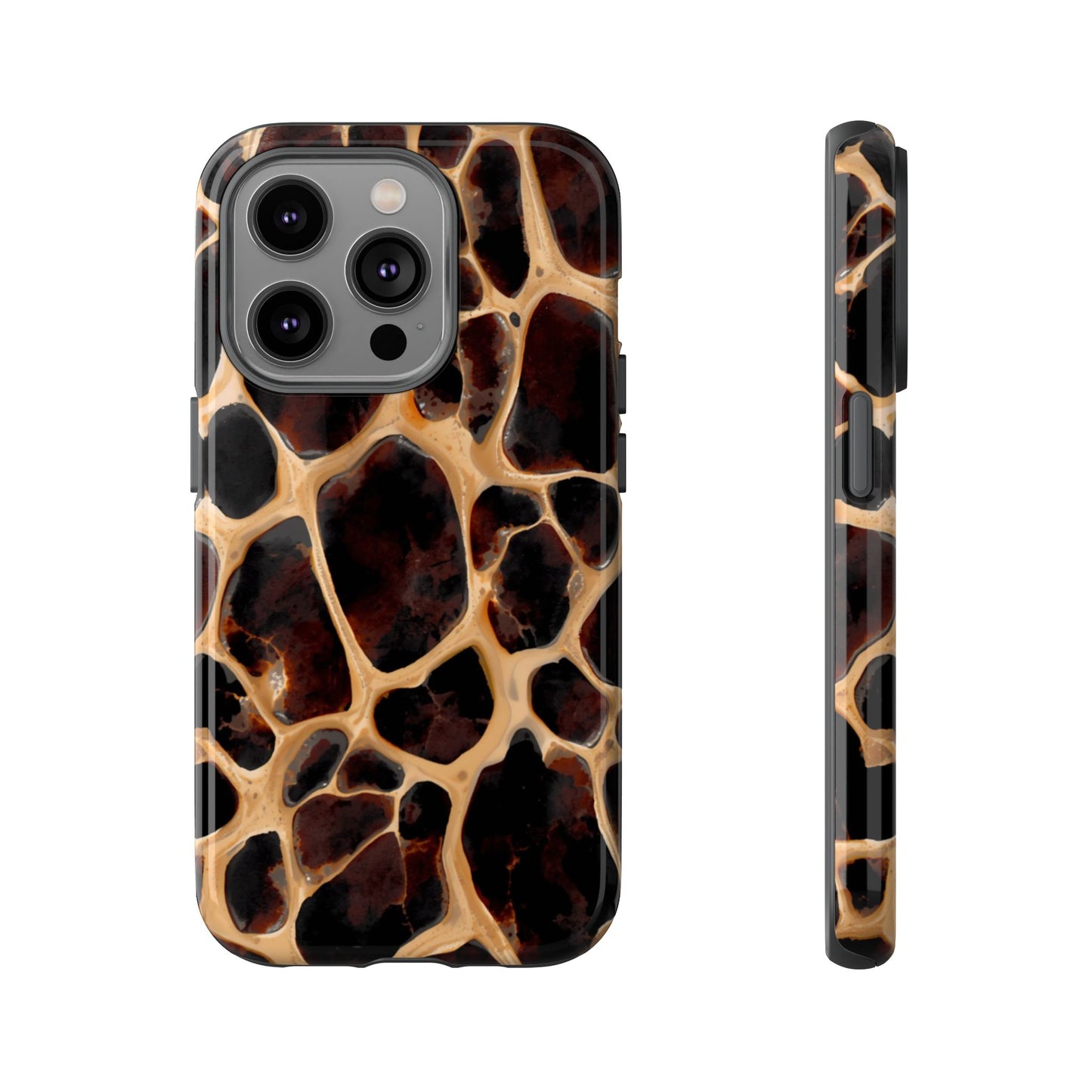 Phone Case — Brown Leather Dot Texture Rugged Protective Cover