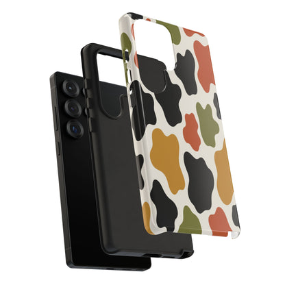 Camouflage Pattern Tough Phone Case – Retro Olive, Rust & Mustard Protective Cover
