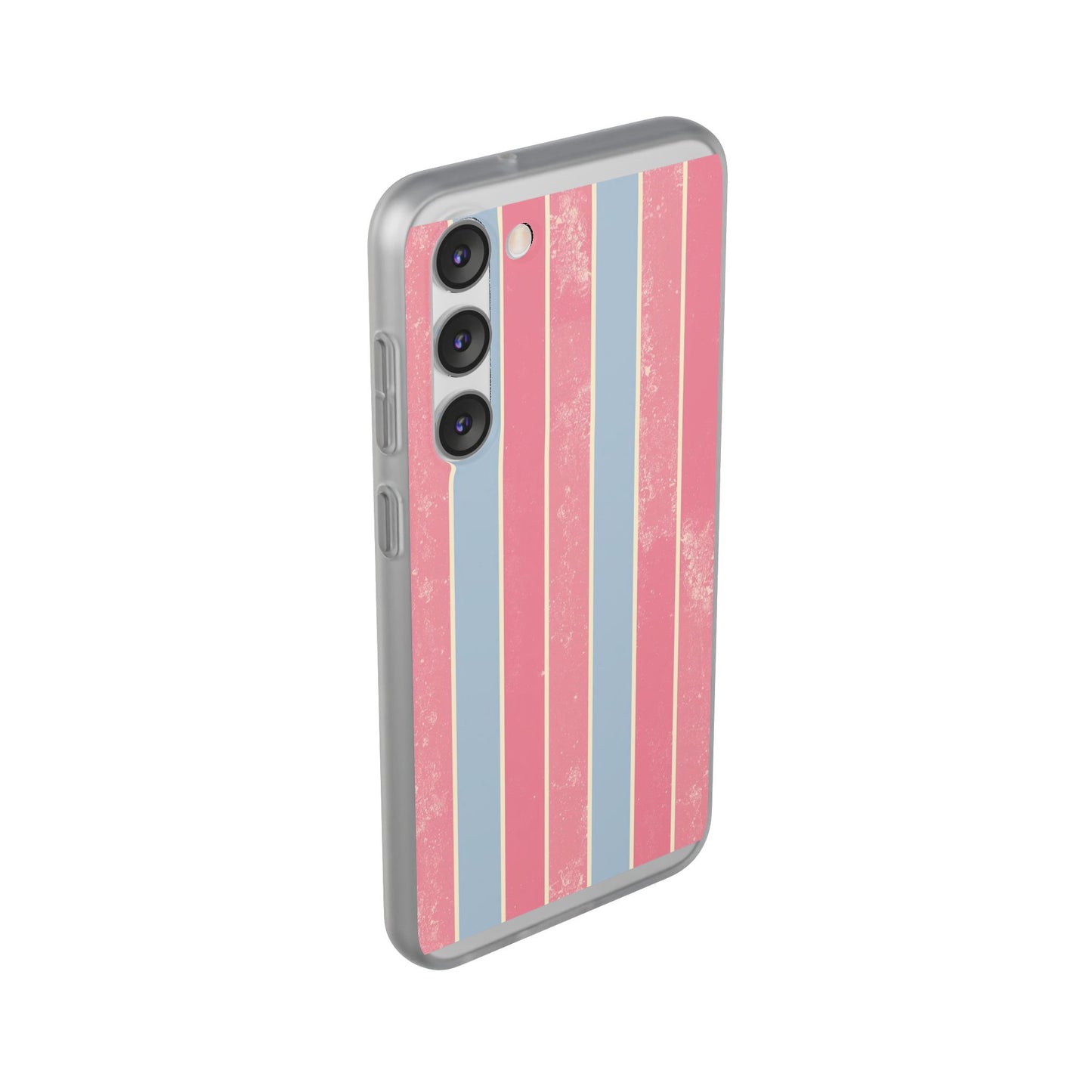 Striped Pink & Blue Phone Case — Retro Pastel Flexi Case