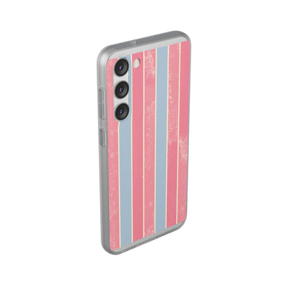 Striped Pink & Blue Phone Case — Retro Pastel Flexi Case