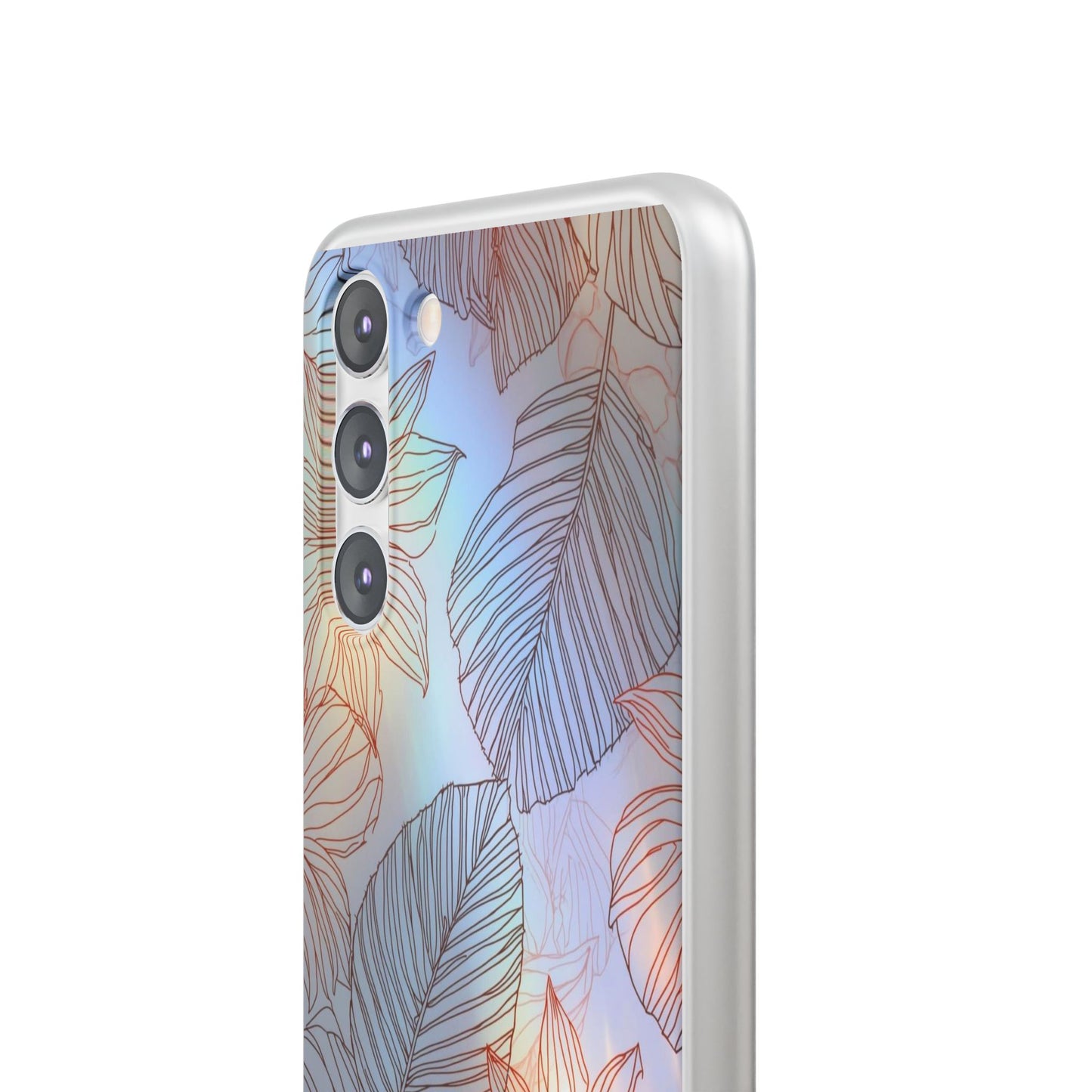 Floral Holographic Phone Case — Iridescent Leaves & Flowers Flexi Case
