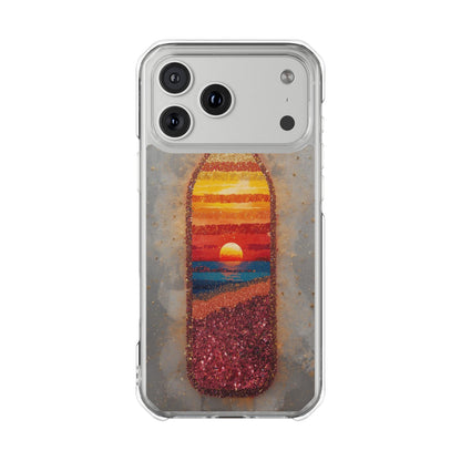 Clear Magnetic Phone Case — Sunset Bottle Beach Art
