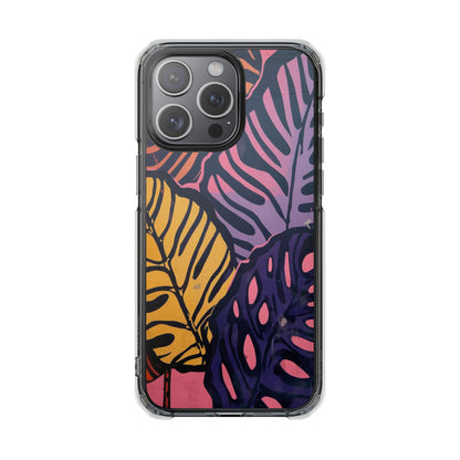 Clear Magnetic Phone Case — Tropical Leaf Art Impact Protection