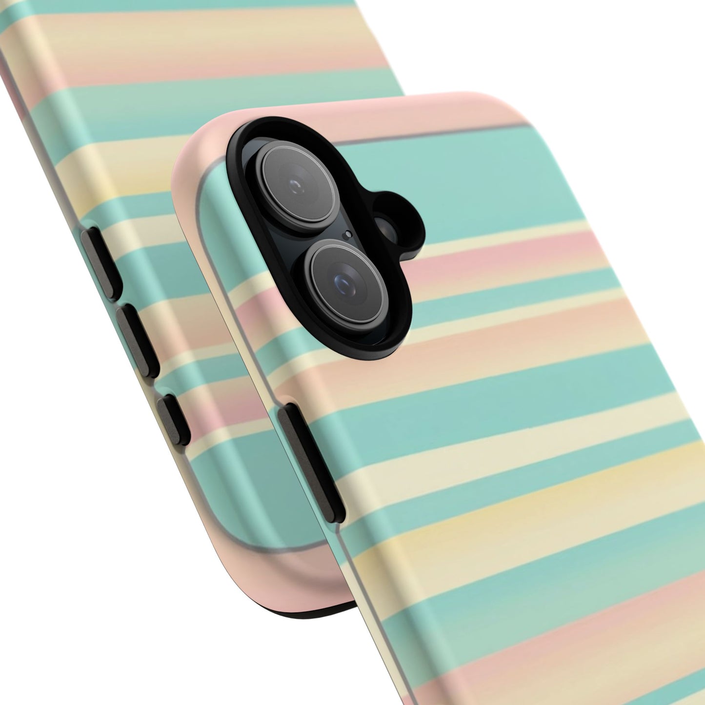 Pastel Striped Tough Phone Case — Mint, Peach & Cream Protective Cover