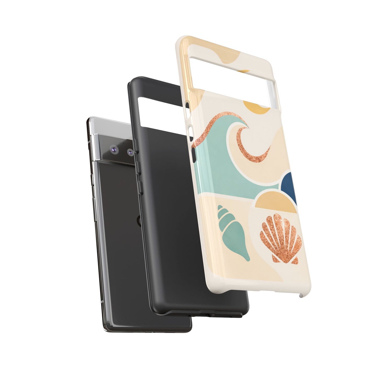 Sea Breeze Tough Phone Case — Retro Waves & Shells Design