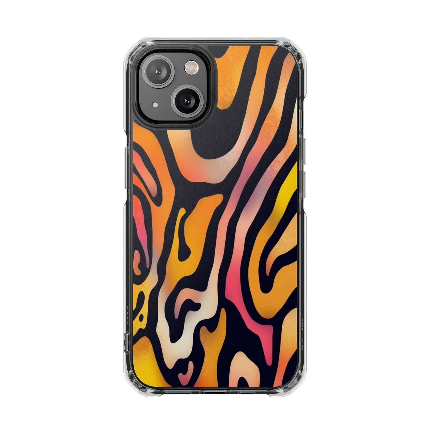 Clear Impact Phone Case — Vibrant Orange Zebra Pattern (Magnetic Compatible)