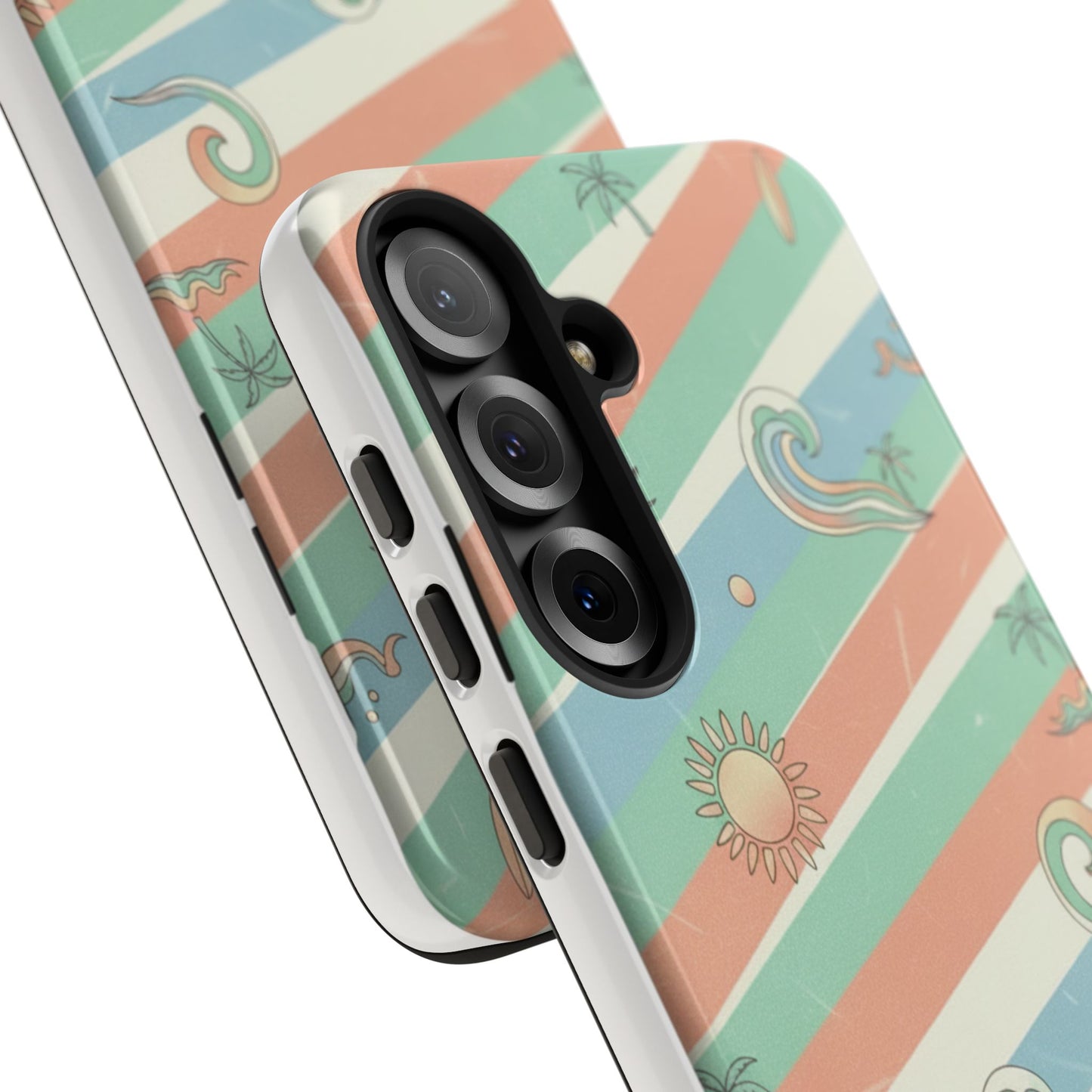 Surf Stripe Tough Phone Case — Retro Beach Waves Pattern