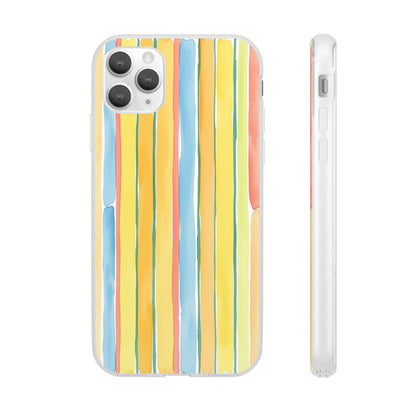 Watercolor Stripe Phone Case — Bright Pastel Vertical Stripes Protective Flexi Case