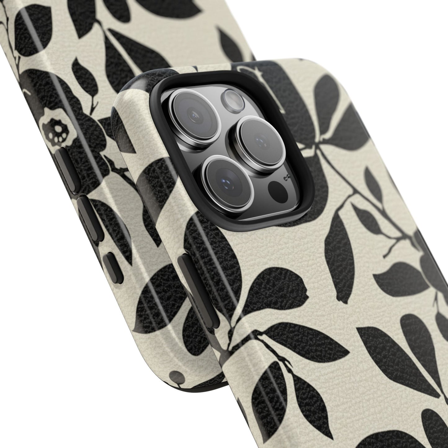 Tough Phone Case — Black Floral Silhouette Protective Cover