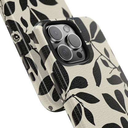 Tough Phone Case — Black Floral Silhouette Protective Cover