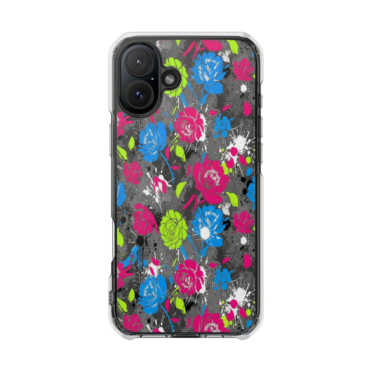 Copy of Clear Magnetic Phone Case — Bright Tropical Floral Impact Protection