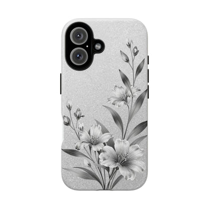 Floral Monochrome Phone Case — Elegant Black & White Lily Design