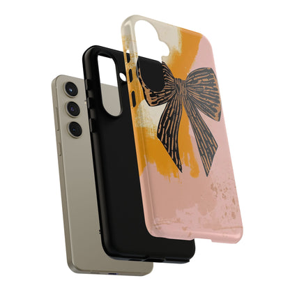 Bow Brushstroke Tough Phone Case — Pink & Mustard