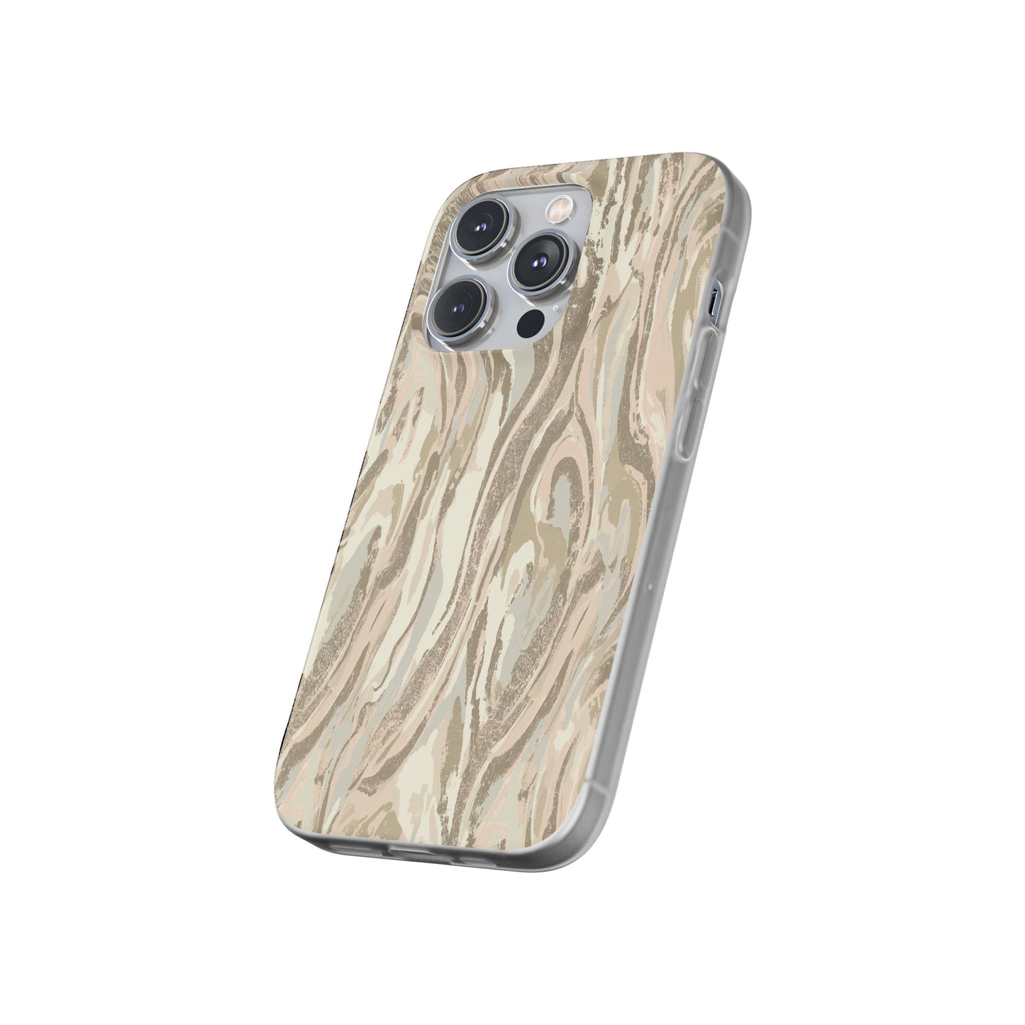 Neutral Marble Swirl Flexi Phone Case — Beige Abstract Protective Cover