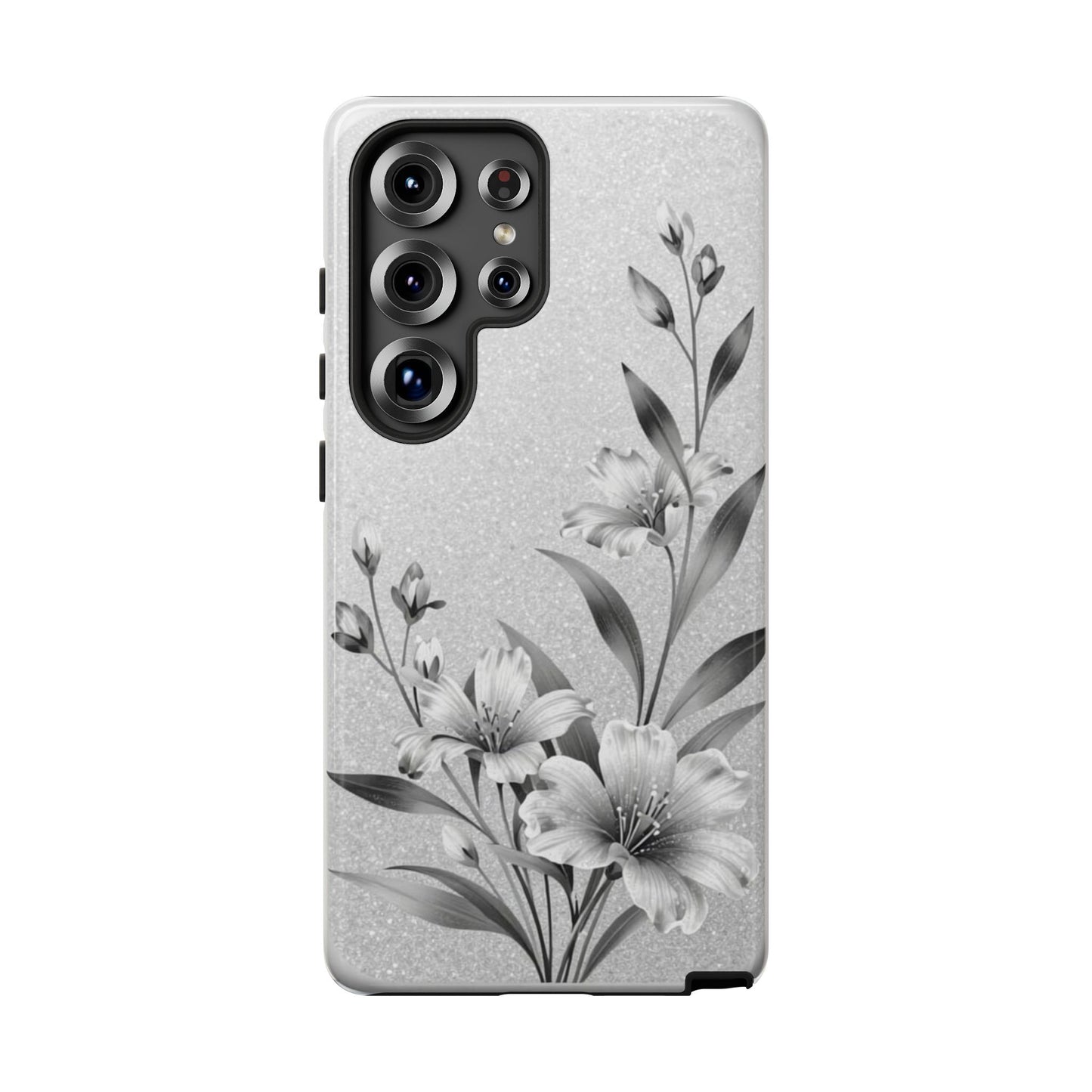 Floral Monochrome Phone Case — Elegant Black & White Lily Design