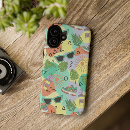 Tropical Summer Phone Case — Retro Sunglasses, Sneakers & Palm Pattern