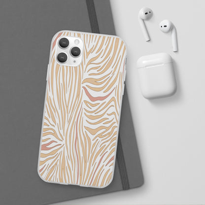 Neutral Zebra Print Flexi Case — Beige & Rose Gold Animal Pattern Phone Cover