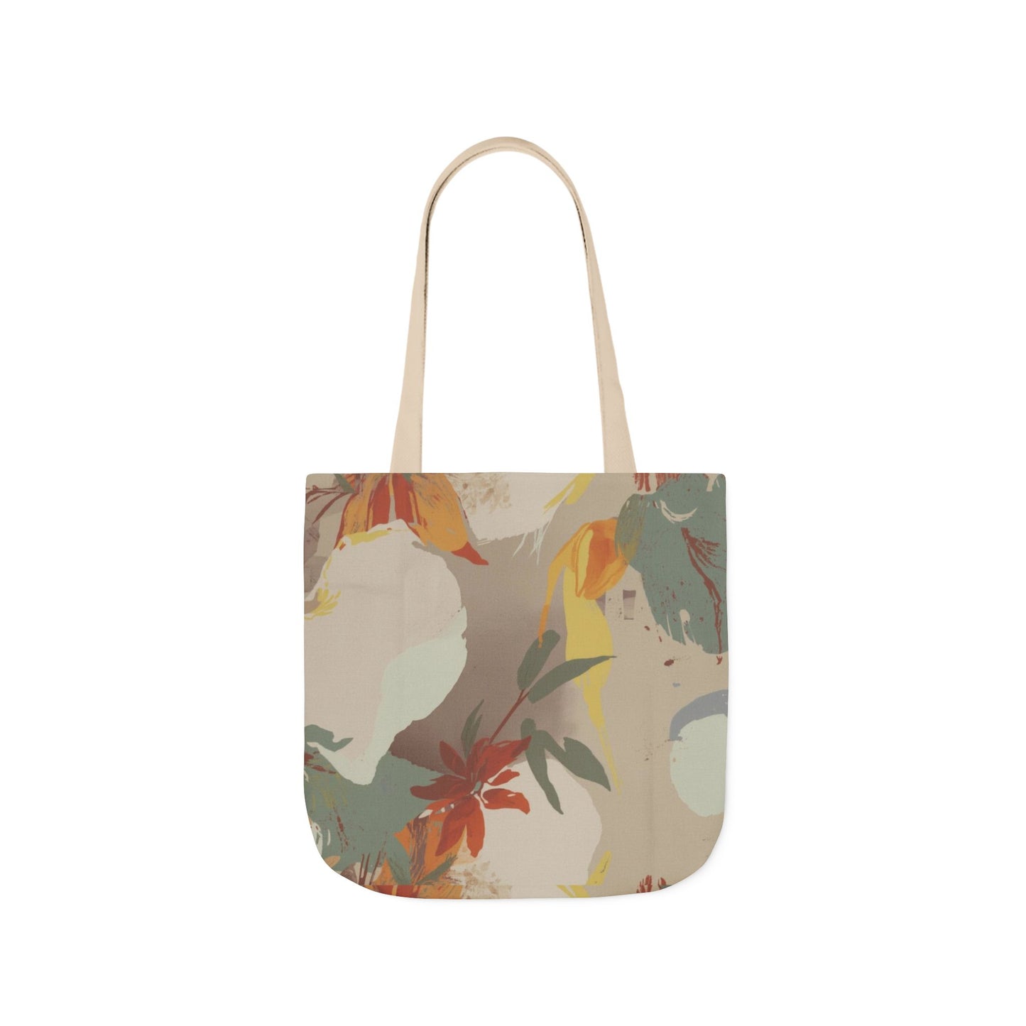Floral Abstract Canvas Tote — Earth Tones Everyday Bag