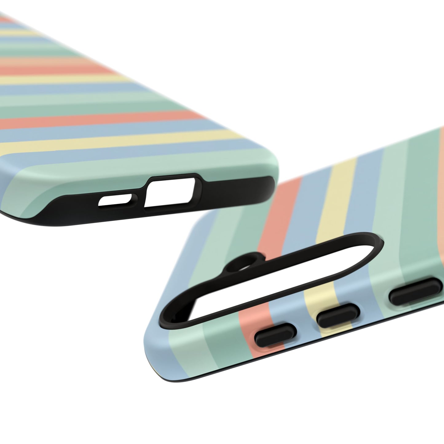 Pastel Striped Phone Case — Retro Horizontal Multi-Color Tough Case