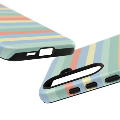 Pastel Striped Phone Case — Retro Horizontal Multi-Color Tough Case
