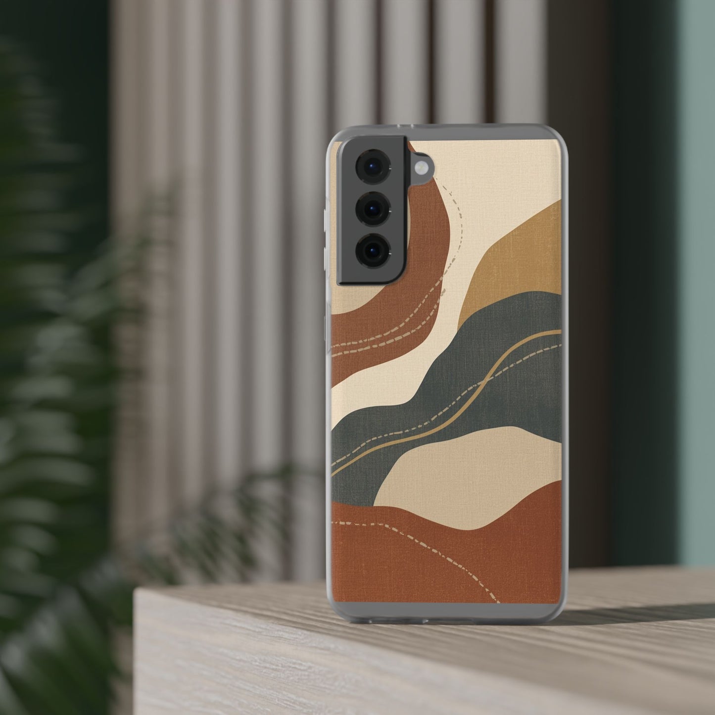 Abstract Earth Tone Phone Case — Boho Wavy Flexi Case