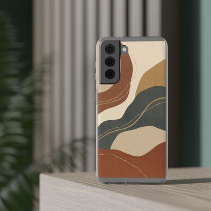 Abstract Earth Tone Phone Case — Boho Wavy Flexi Case