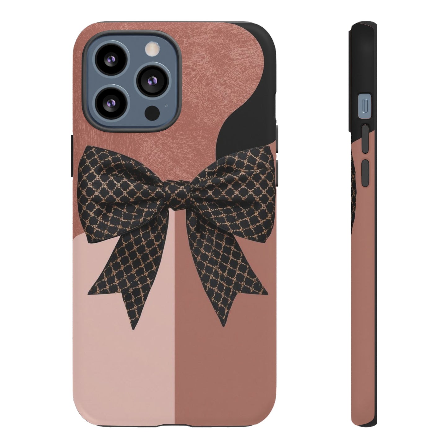 Bow Stripe Tough Phone Case – Pink Mauve Protective Cover