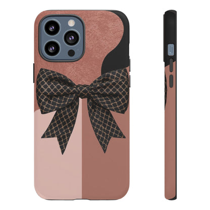 Bow Stripe Tough Phone Case – Pink Mauve Protective Cover