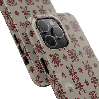 Tough Phone Case — Vintage Red Floral Pattern Protective Cover