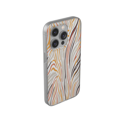 Marbled Neutral Stripe Phone Case — Abstract Beige & Terracotta Flexi Case
