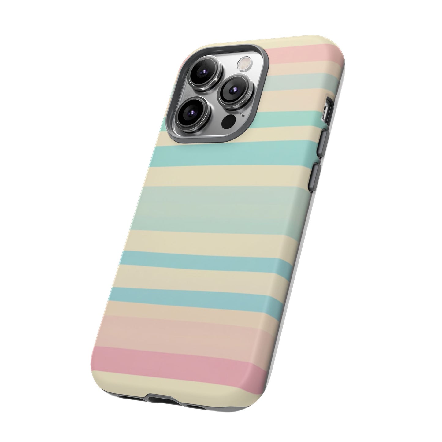 Pastel Striped Tough Phone Case – Protective Retro Rainbow Design