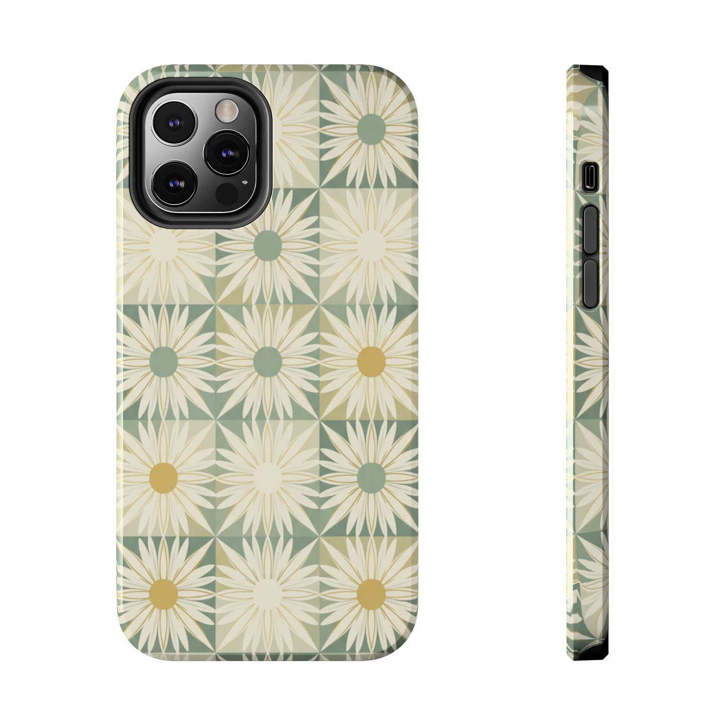 Retro Daisy Tough Phone Case — Vintage Floral Protective Cover for iPhone