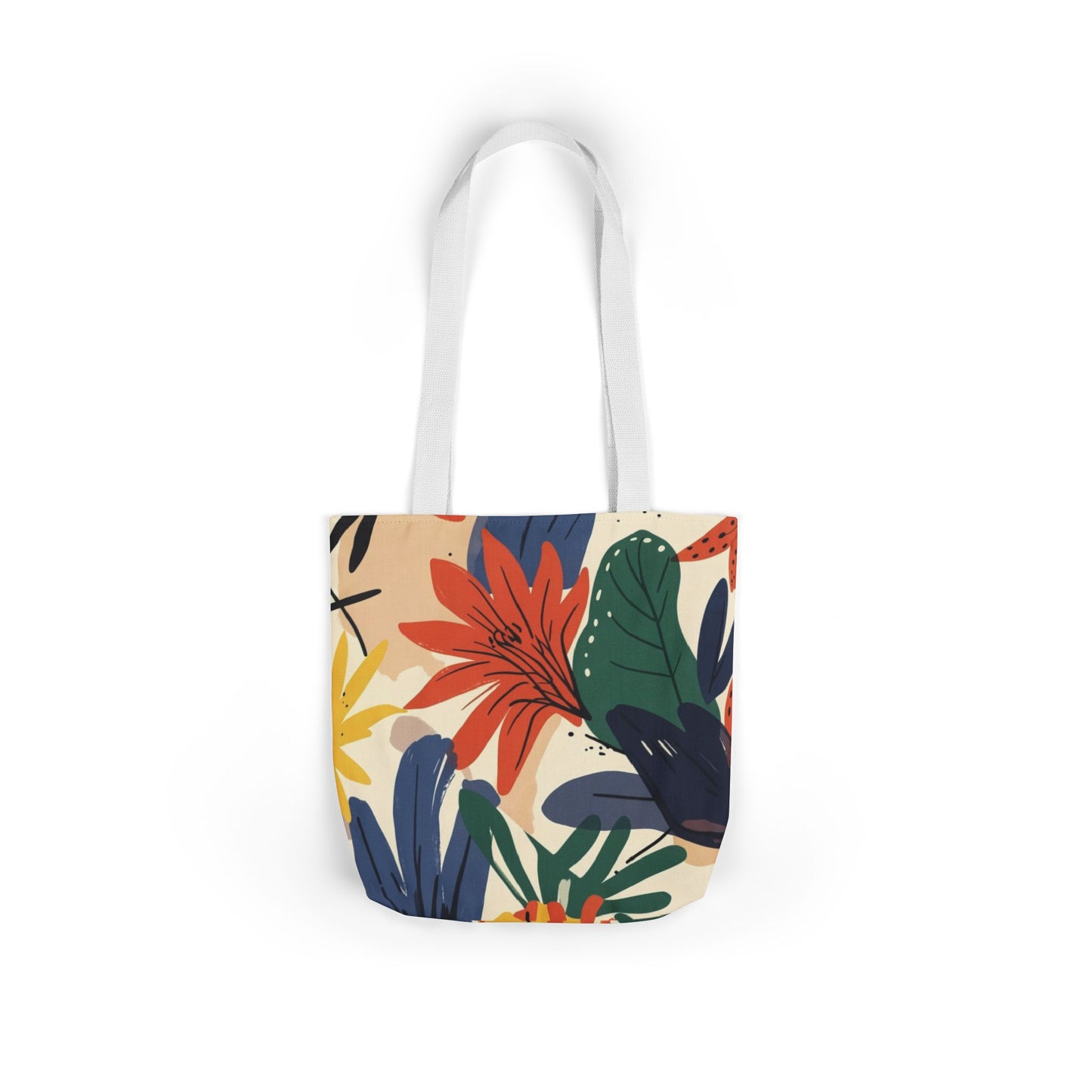 Floral Canvas Tote Bag — Colorful Tropical Leaf Print