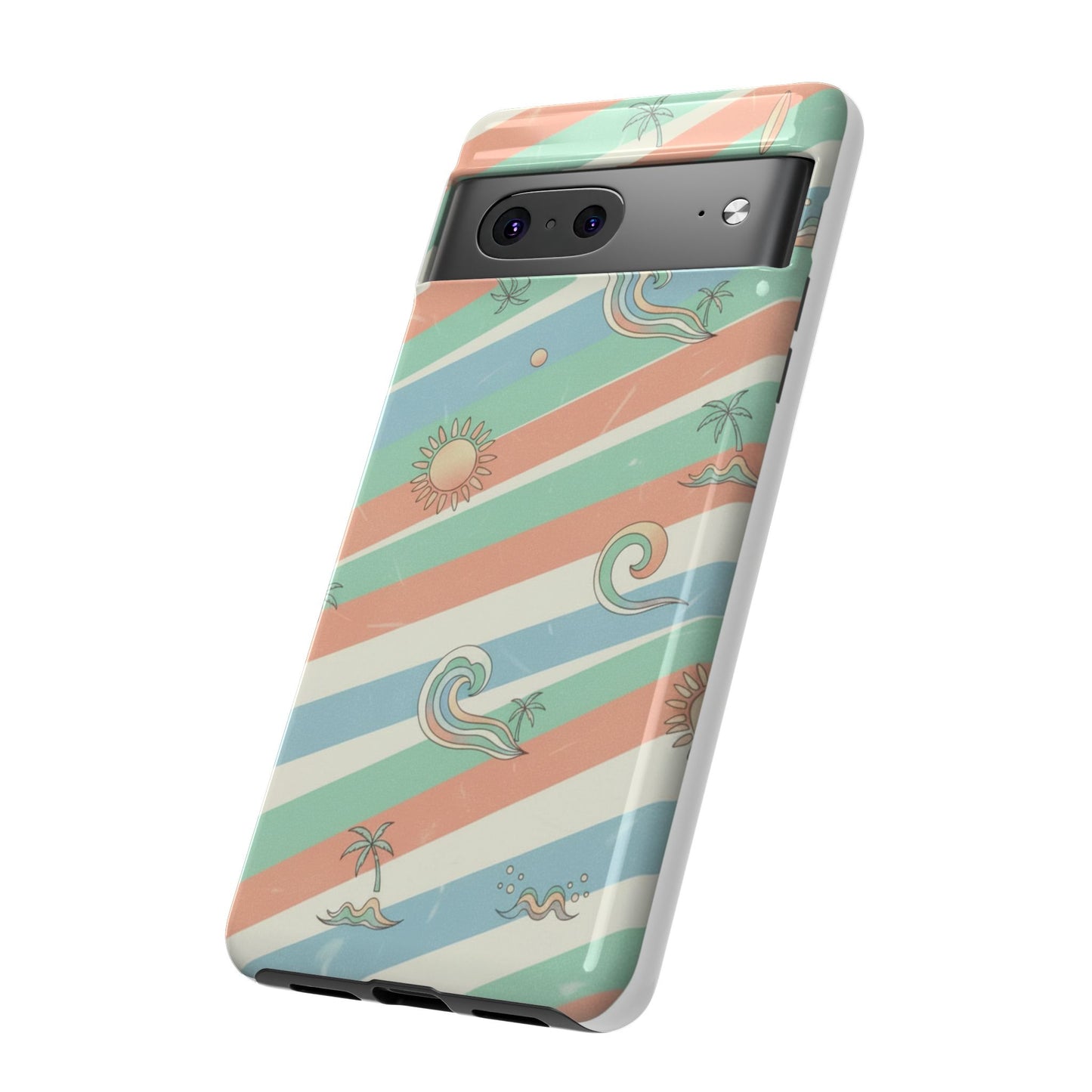 Surf Stripe Tough Phone Case — Retro Beach Waves Pattern