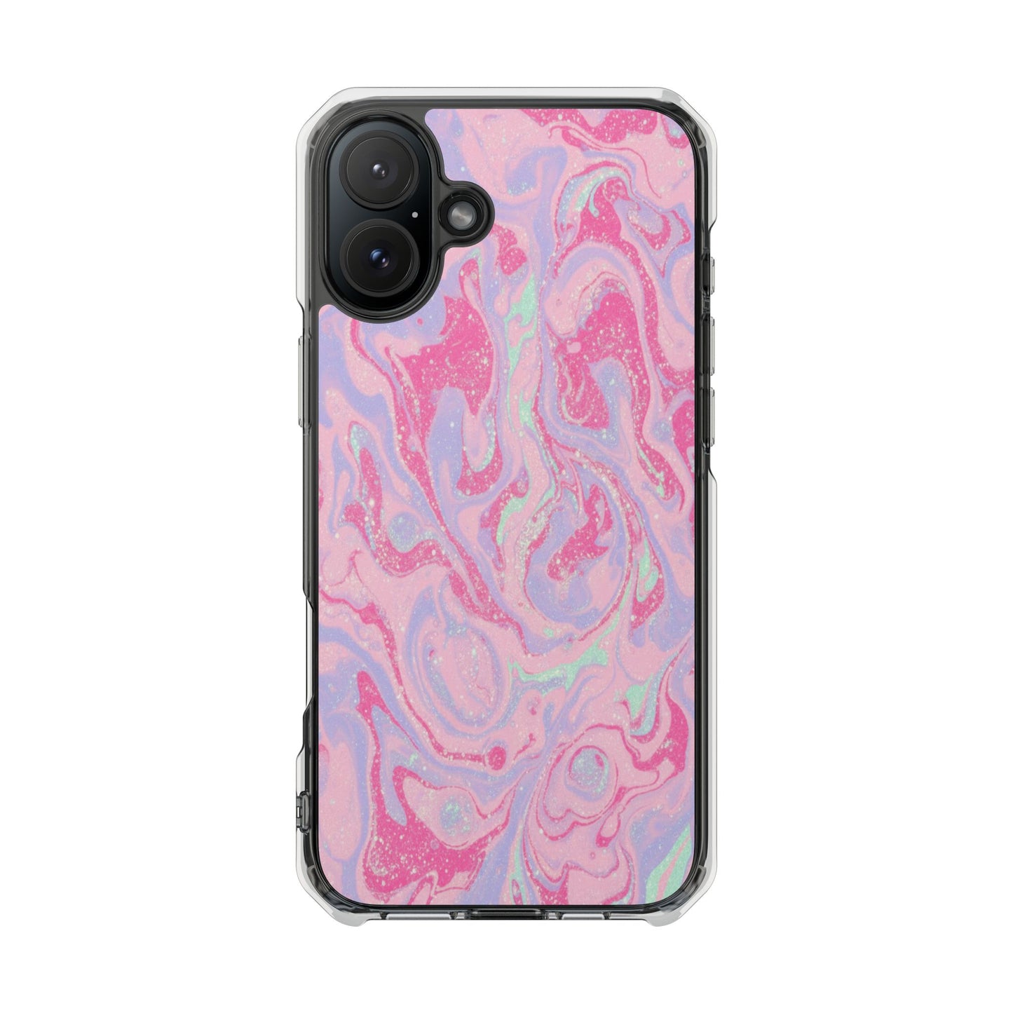 Pink Marble Magnetic Clear Phone Case — Impact-Resistant iPhone Cover
