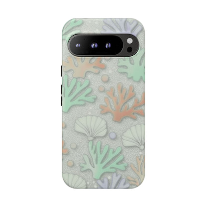 Pastel Coral Reef Tough Phone Case – Sea Shell & Coral Pattern Durable Protector