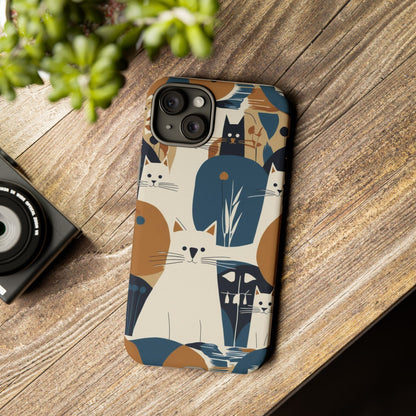 Cat Pattern Phone Case – Retro Abstract Cats Protective iPhone Cover