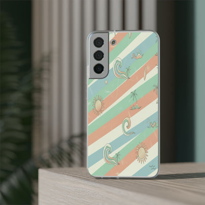 Beach Vibes Phone Case — Retro Pastel Surf & Palm Protective Flexi Case