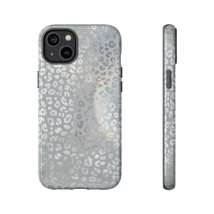 Grey Leopard Print Tough Phone Case — Durable Protective iPhone Cover