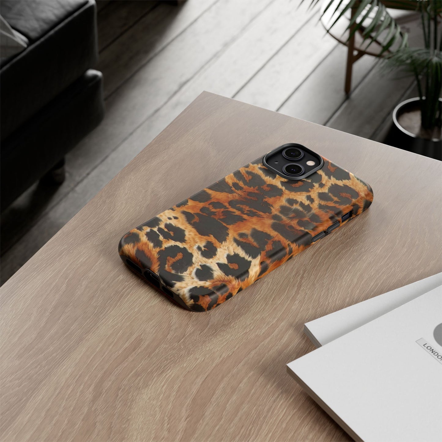 Leopard Print Tough Phone Case – Rugged Protective iPhone Cover