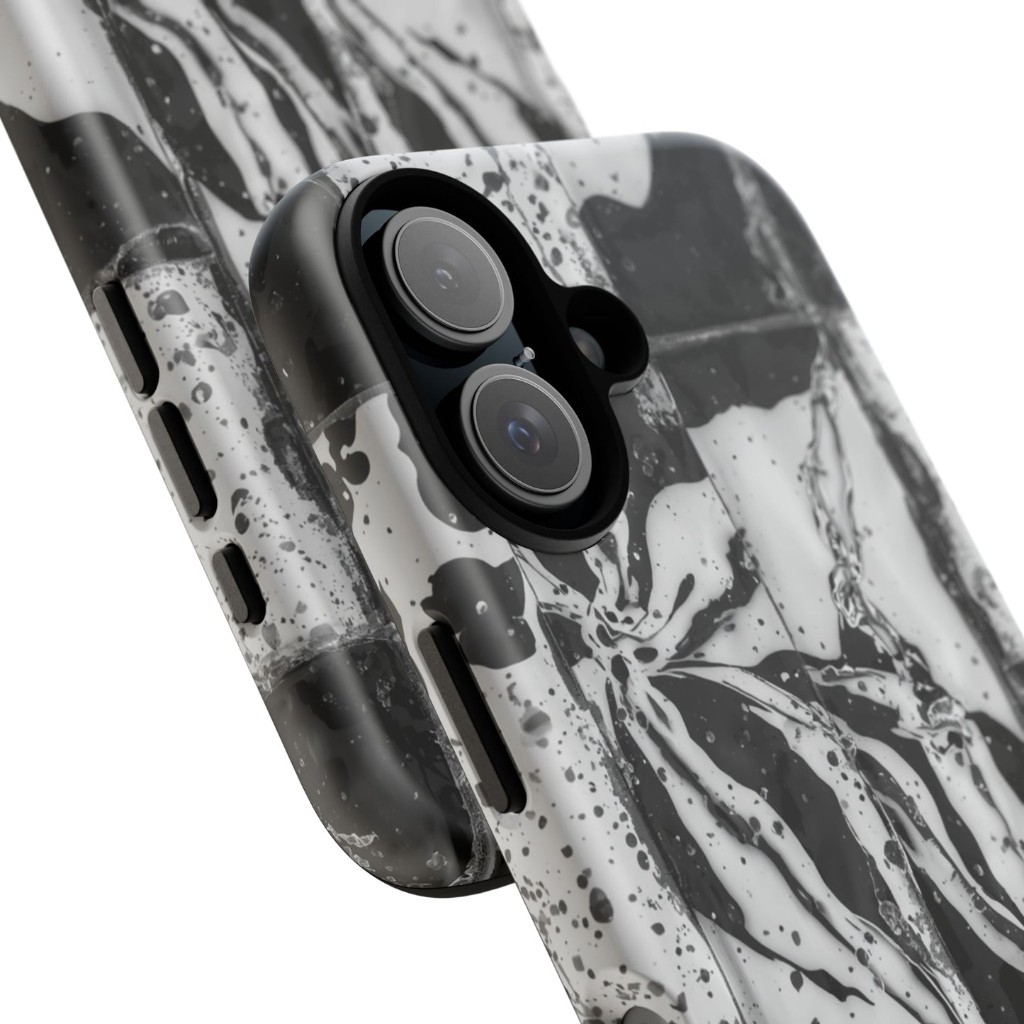 Monochrome Tile Floral Tough Phone Case