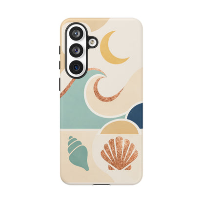 Sea Breeze Tough Phone Case — Retro Waves & Shells Design