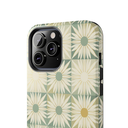 Retro Daisy Tough Phone Case — Vintage Floral Protective Cover for iPhone